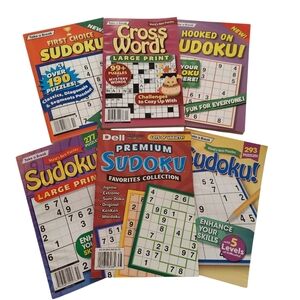 Collection of 6 Sudoku and Crossword Puzzle Books -- Paperback -- NWT